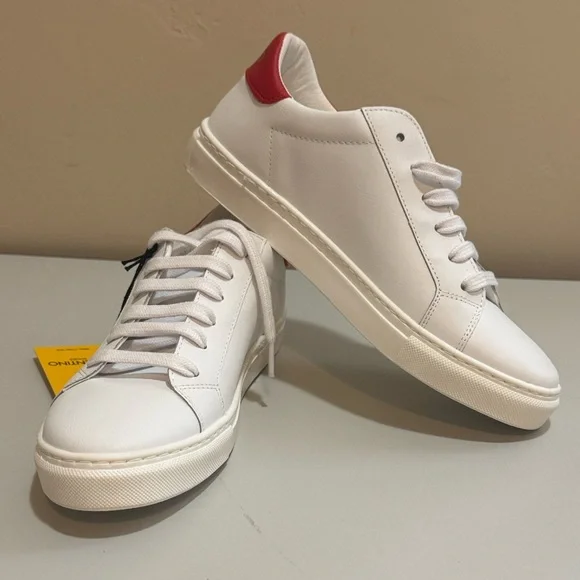 NEW✨ Valentino White Sneakers with Red Logo by Mario Valentino - Picture 12 of 15